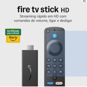 Fire TV Stick HD (Última geração) | Com controle remoto por voz com Alexa (inclui comandos de TV), controles de casa inteligente e streaming em HD